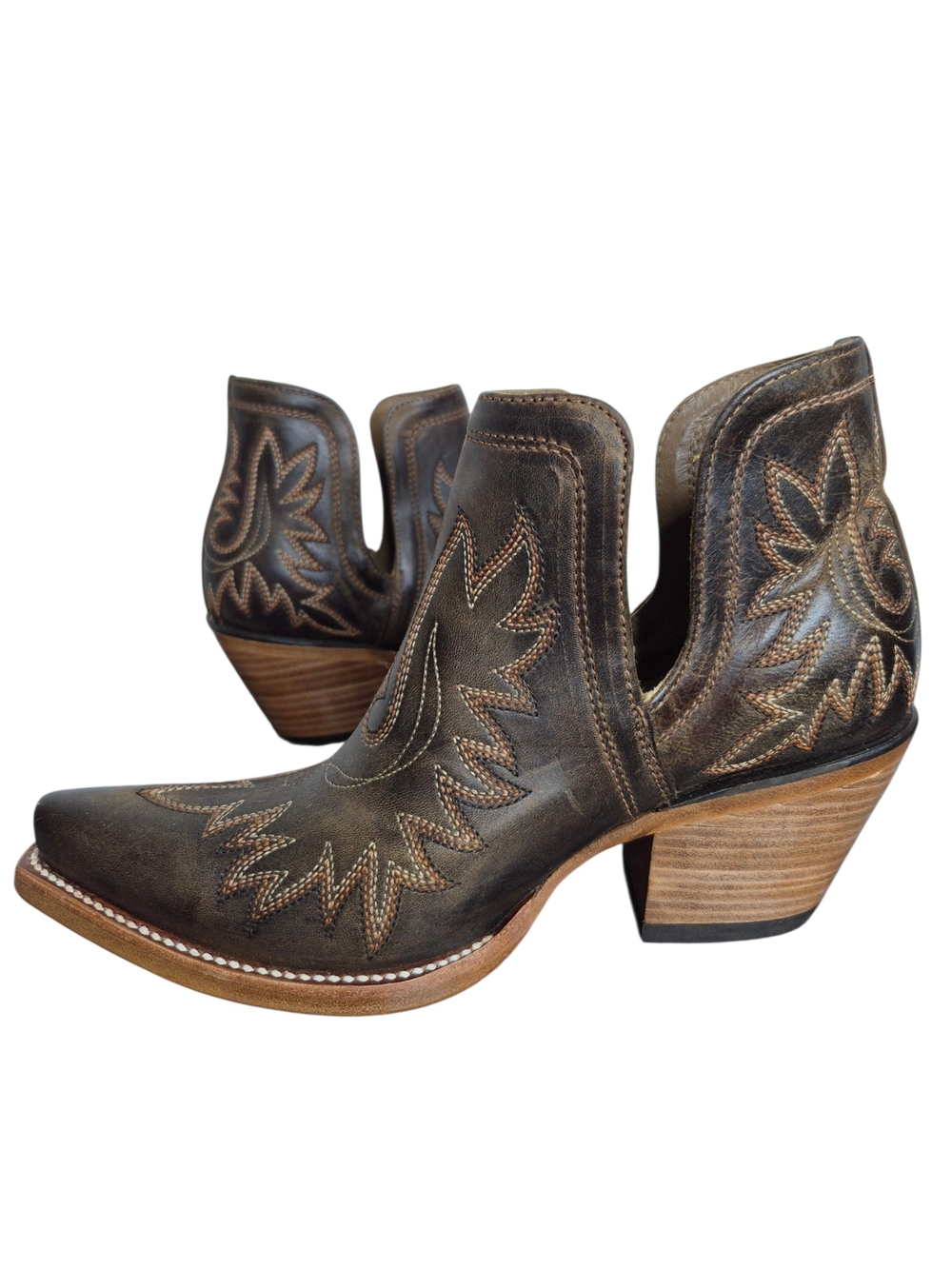 Ariat Dixon Western Cutout Leather Ankle Boots Embroidered Womens 7.5 B - Picture 3 of 10